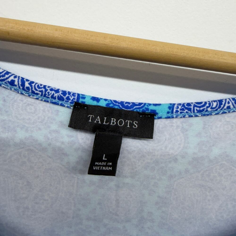 Talbots Blue Knit Maxi Dress in Paisley Medallion Large - Picture 3 of 4